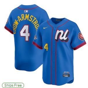 Men 2025 Chicago Cubs #4 Crow-Armstrong Blue All star Blank Blue Nike MLB Jersey style 1